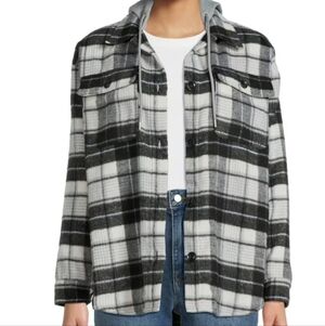 No Boundaries Grey Plaid Fleece Hoodie